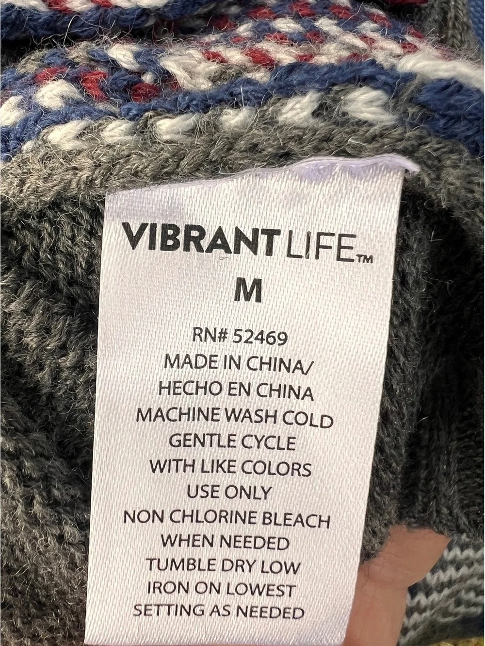 Vibrant Life Dog Medium Turtleneck Sweater with Argyle and Patterned Sleeves